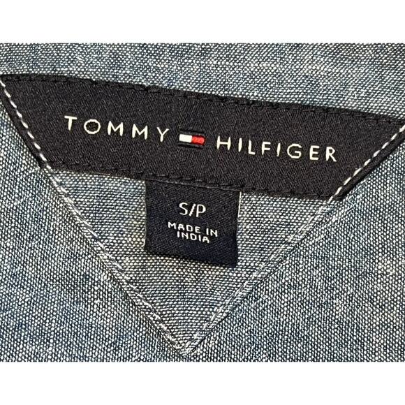 Tommy Hilfiger Sleeveless Chambray Collared Button Front Shirt Top Size S Preppy - Picture 6 of 13